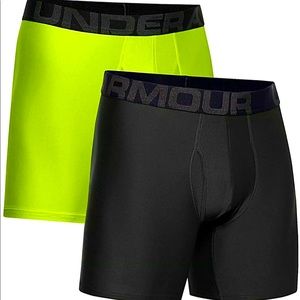 Under Armour Men's Tech 6-inch Boxerjock (2 Pack) Black and Baroque Green